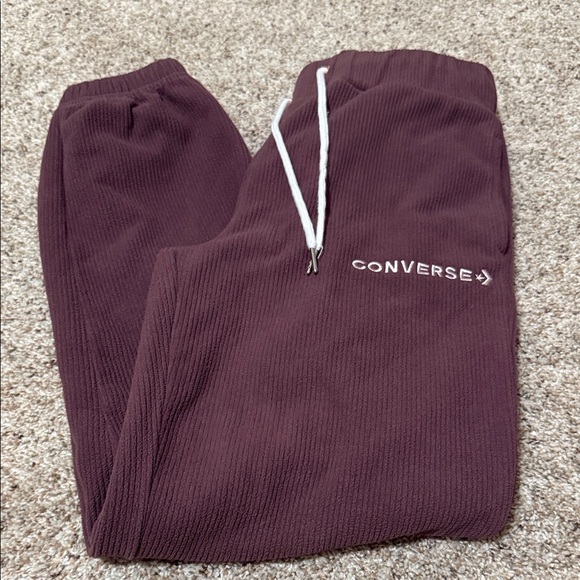 Converse Burgundy Ribbed Joggers with White Accents - Picture 1 of 6